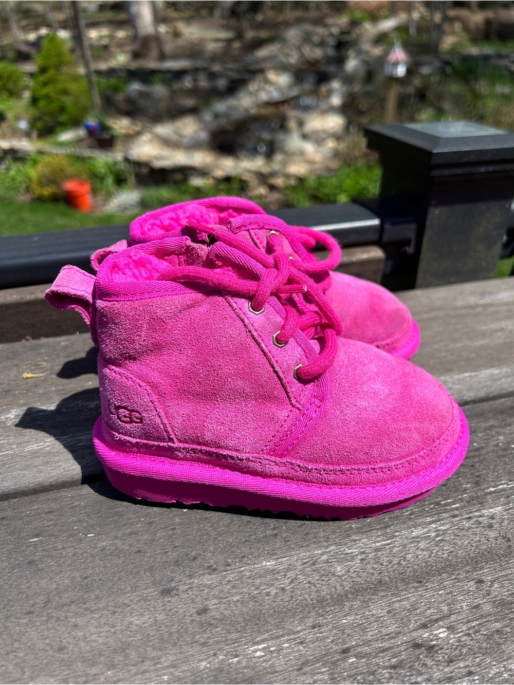 UGG Pink Suede Lace-Up Ankle Bootie - Picture 2 of 7
